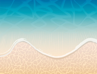 tropical beach seashore with realistic sand and sea waves, stock vector illustration