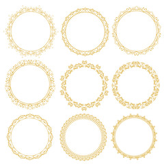 Decorative frame. Elegant vector element for design in Eastern style, place for text. Golden outline floral border. Lace illustration for invitations and greeting cards