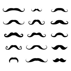 Set of different mustaches, vector illustration.