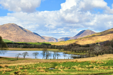 lake in the scotland highlands landscape