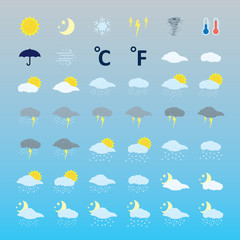 Weather icons set. Vector.