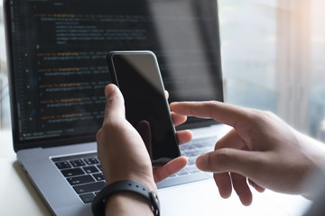 man using smartphone