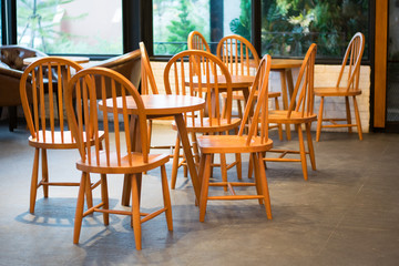 empty vintage wooden chair set