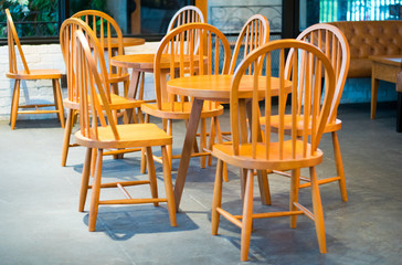 empty vintage wooden chair set