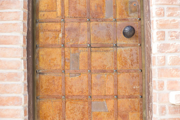 doors reinforced with iron close-up, close, red color