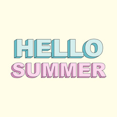 Typography slogan with cute Hello Summer text, vector typography  for t shirt printing and embroidery, Graphic tee and printed tee. Lettering card
