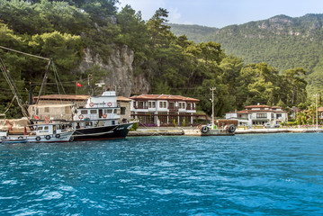 Mugla, Turkey, 14 May 2012: Boats at Gokova Bay, Akyaka