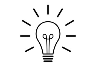 Light bulb line drawing vector 