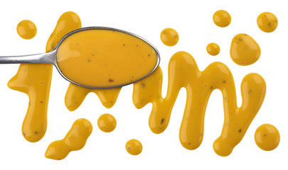 Honey mustard sauce isolated on white background