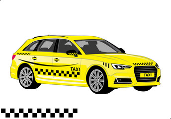 Taxi sedan yellow with black chess draw