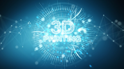 3D printing digital text hologram background 3D rendering