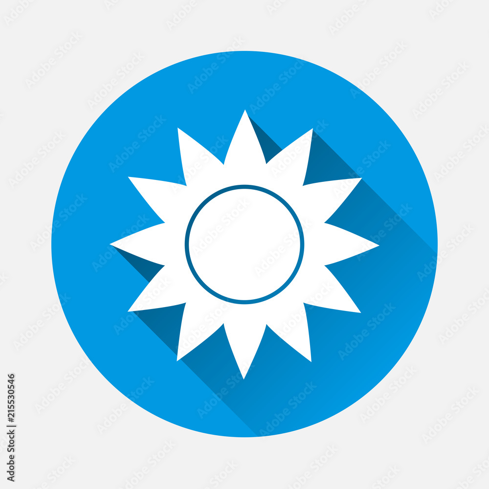 Wall mural sun vector icon. a symbol of the sky, good weather with long shadow. layers grouped for easy editing
