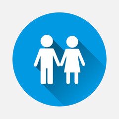 Vector icon family. Vector illustration man and women a with long shadow. Layers grouped for easy editing illustration. For your design.