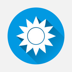 Sun Vector Icon. A symbol of the sky, good weather with long shadow.  Layers grouped for easy editing illustration. For your design.