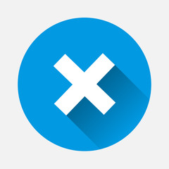 Obraz premium Cross-stitch vector icon. Cross mark symbol error with clothes with long shadow. Layers grouped for easy editing illustration. For your design.