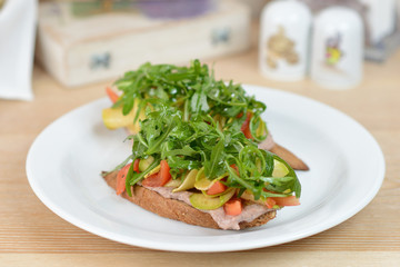 Appetizer bruschetta with vegetables