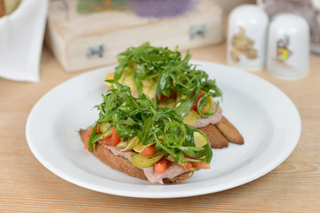 Appetizer bruschetta with vegetables