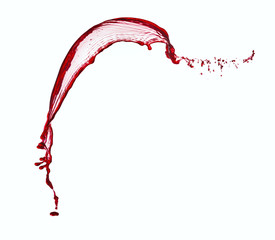 single splash of red wine isolated on white background