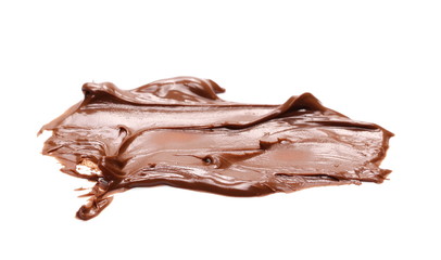 Cream chocolate spreading isolated on white background, with clipping path