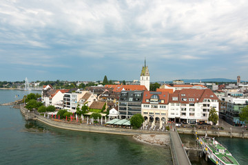 Fototapeta na wymiar Panoramic view of the city of Friedrichshafen at Lake Constance from the viewing tower