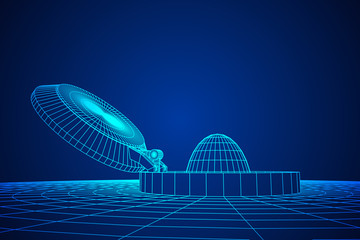 Cover rocket silo intercontinental ballistic missile. Wireframe low poly mesh vector illustration © newb1