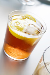 cup of soda or vermouth in glass