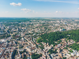 Fototapeta premium aerial view of old european city in summer time