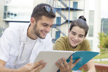 young students on the outdoor campus