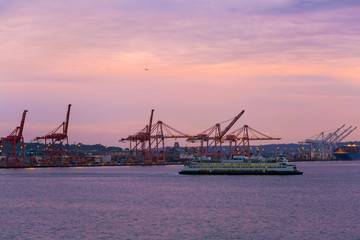 Port of Seattle during Sunset in Washington state