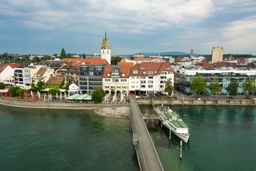 Fototapeta na wymiar View of the city of Friedrichshafen at Lake Constance from the viewing tower