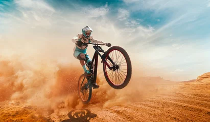 Foto op Plexiglas Fietser die een fiets berijdt. Bergafwaarts. © VIAR PRO studio