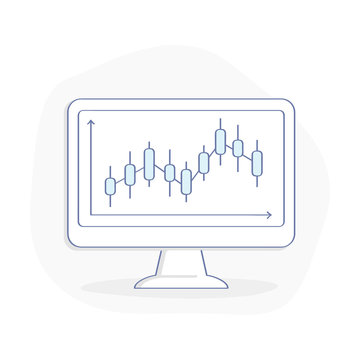 Financial market rate, index, stock market charts on computer display. Bond market trading or trading on the currency market Forex, global finance, Economy trends. Currency exchange icon concept.