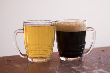 two Beers, dark and light.