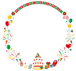 クリスマスサークルフレーム文字あり（ケーキ）