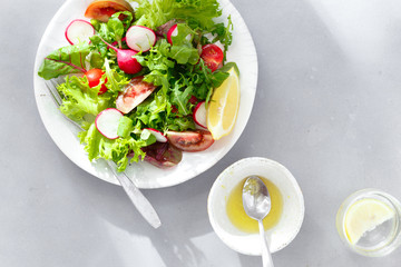 Plate fresh salad Healthy food clean eating top view