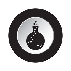 round black, white button icon - flask with a drop