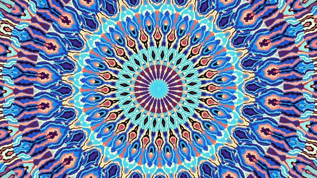 Transforming ornamental vintage background. Round mandala pattern. Seamless loop footage.