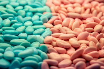 Teal and pink candied wedding almonds