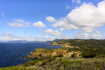 Fototapeta na wymiar Coastal landscape near Capo Carbonara, Sardinia, Italy