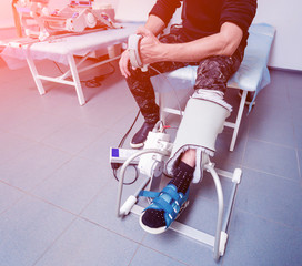 Patient on CPM (continuous passive range of motion) machines. Device to provide anatomically correct motion to both the ankle and subtalar joints.