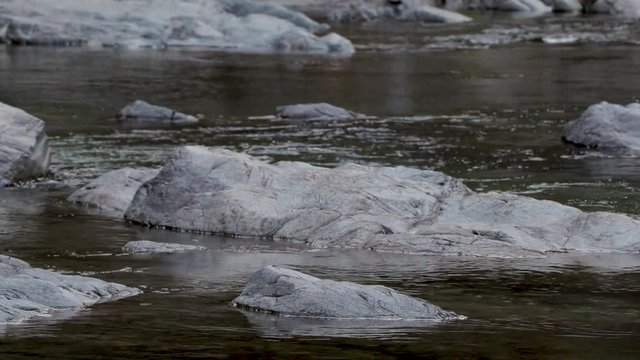 Beautiful Yuba River in Northern California flowing in the middle of summer