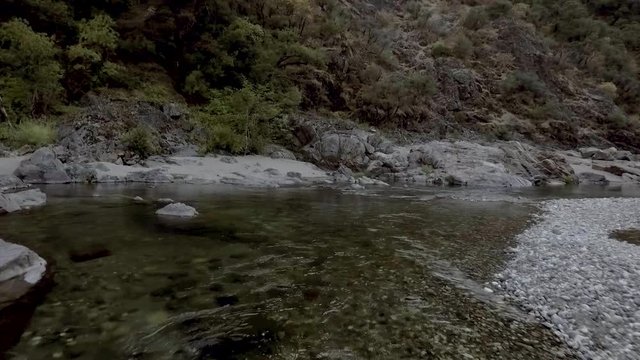 Beautiful Yuba River in Northern California flowing in the middle of summer