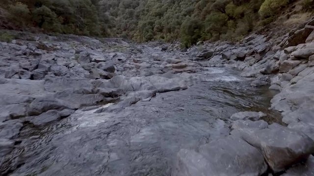 Beautiful Yuba River in Northern California flowing in the middle of summer