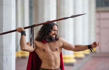 Roman warrior attacks with a spear