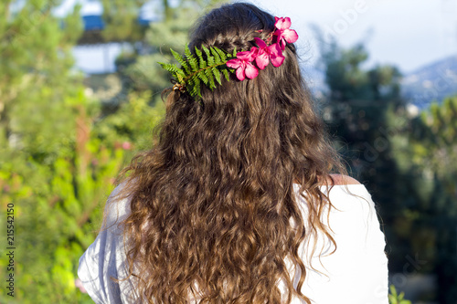 Woman With Curly Hair Back To The Camera Eco Hair Style Stock