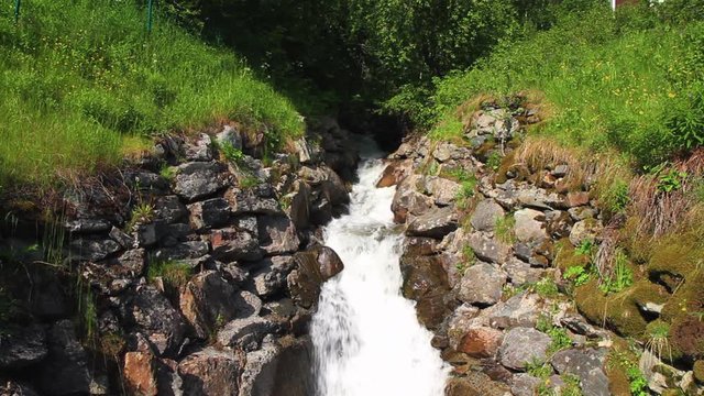 Water Runoff Small Rocky Stream in Sweden