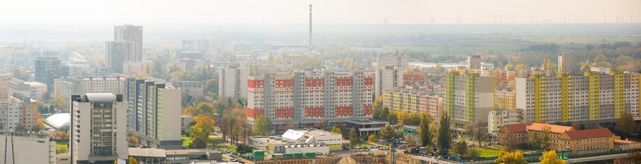 Fototapeta na wymiar Panoramic view of Bratislava with modern apartment buildings