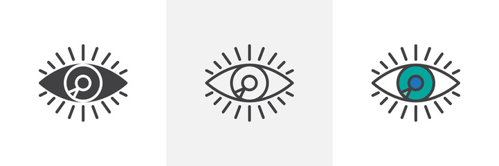 Human eye icon. Line, solid and filled outline colorful version, outline and filled vector sign. Vision symbol, logo illustration. Different style icons set. Pixel perfect vector graphics
