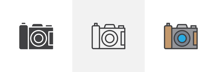 Photo camera icon. Line, solid and filled outline colorful version, outline and filled vector sign. Symbol, logo illustration. Different style icons set. Pixel perfect vector graphics