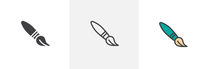 Paint brush icon. Line, solid and filled outline colorful version, outline and filled vector sign. Symbol, logo illustration. Different style icons set. Pixel perfect vector graphics